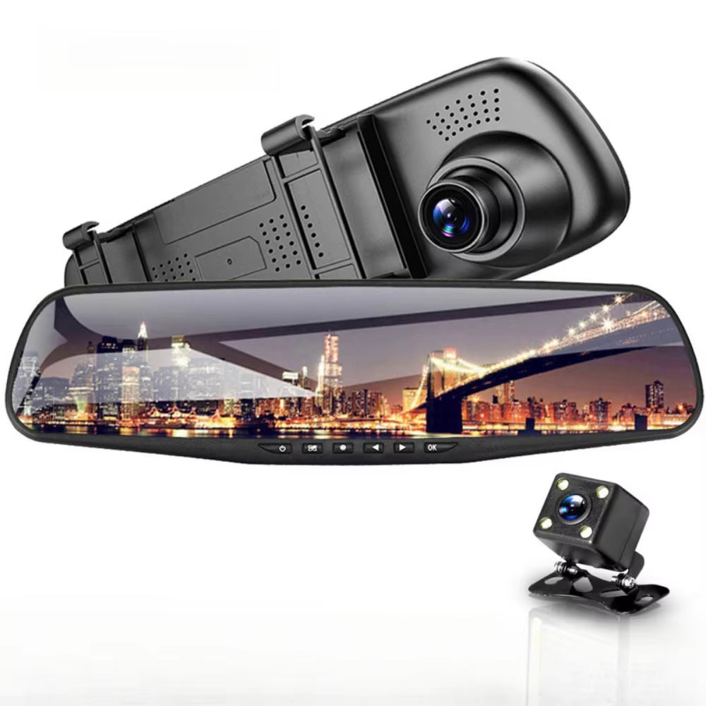 1080P Car DVR Dual Lens Car Camera 4.3 Inch Video Recorder Rearview Mirror with Rear View Full HD Dash Cam Auto Registrator