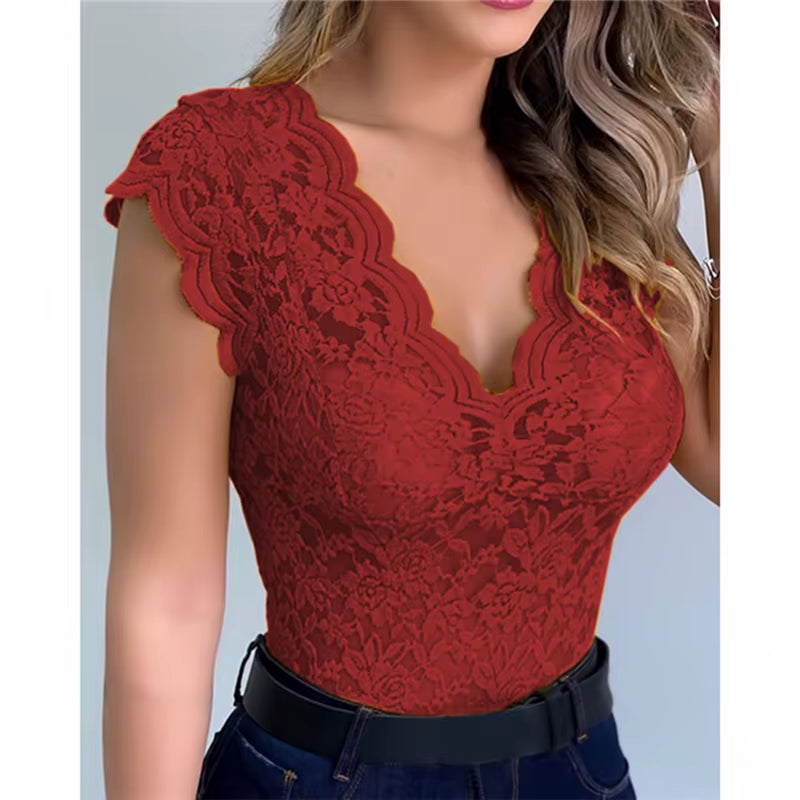 2024 Summer Sexy Lace Cami Crochet Vest Casual Solid Color Women Top Trend Lace Hollow Out Top for Ladies