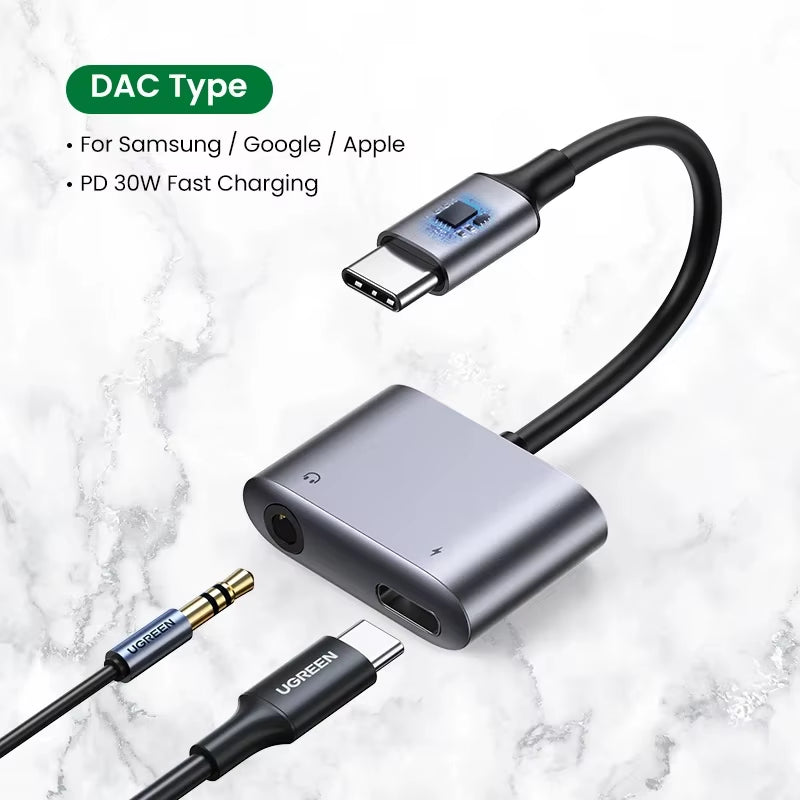 USB C to AUX Cable Adapter Type C 3.5Mm AUX Earphone Converter DAC Chip PD QC Charging for Huawei Ipad Pro Samsung Pixel