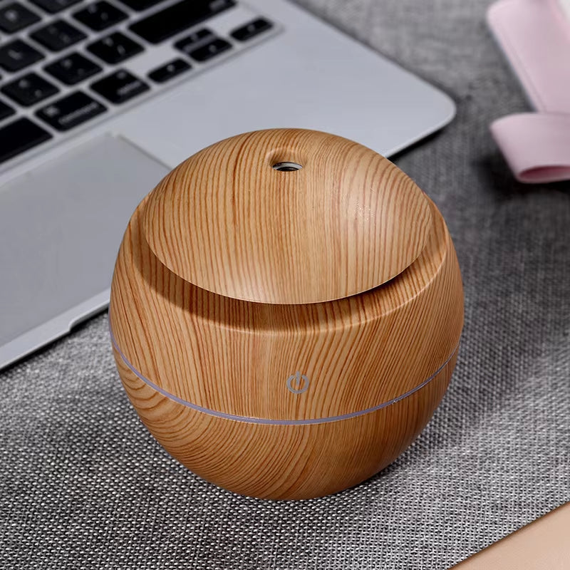 130ML Air Humidifier Ultrasonic USB Aroma Diffuser Wood Grain LED Night Light Electric Essential Oil Diffuser Aromatherapy Home