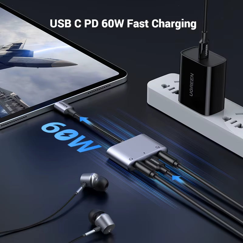 USB C to AUX Cable Adapter Type C 3.5Mm AUX Earphone Converter DAC Chip PD QC Charging for Huawei Ipad Pro Samsung Pixel