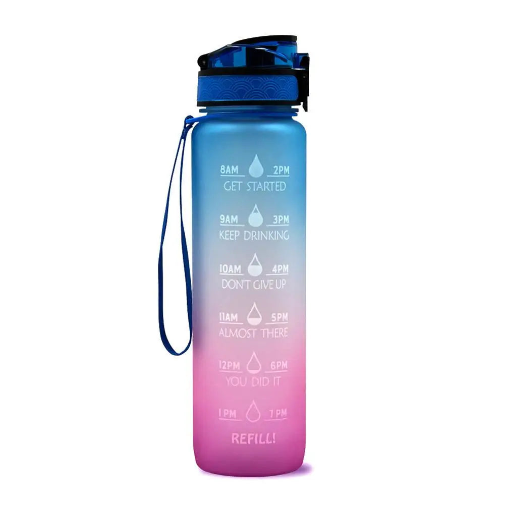 Motivational Tritan Water Bottle with Time Marker Leakproof Bottle for Fitness Sports Motivational Water Bottle with Time Marker