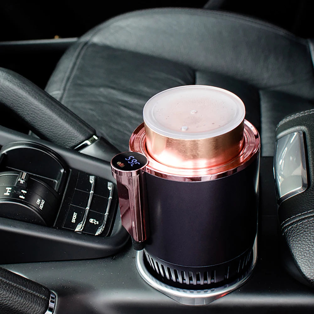 Smart Car 2-In-1 Hot and Cold Cup Drinks Holder Home Fast Refrigeration Cooling/Heating Mini Touch Screen Beverage Mug