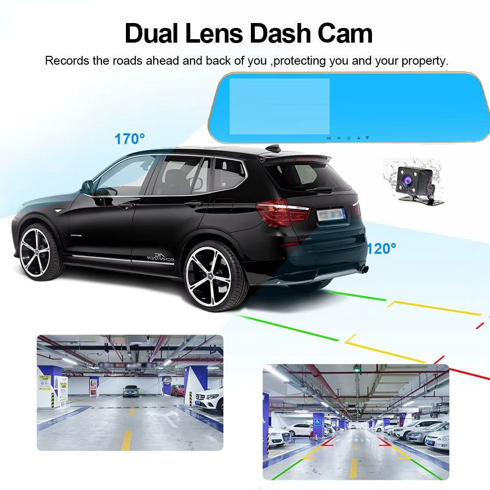 HGDO Full HD 1080P Dash Cam Rear View Mirror with Camera Night Vision Auto Video Recorder 3 in 1 Car Dvr Retrovisor Con Camara