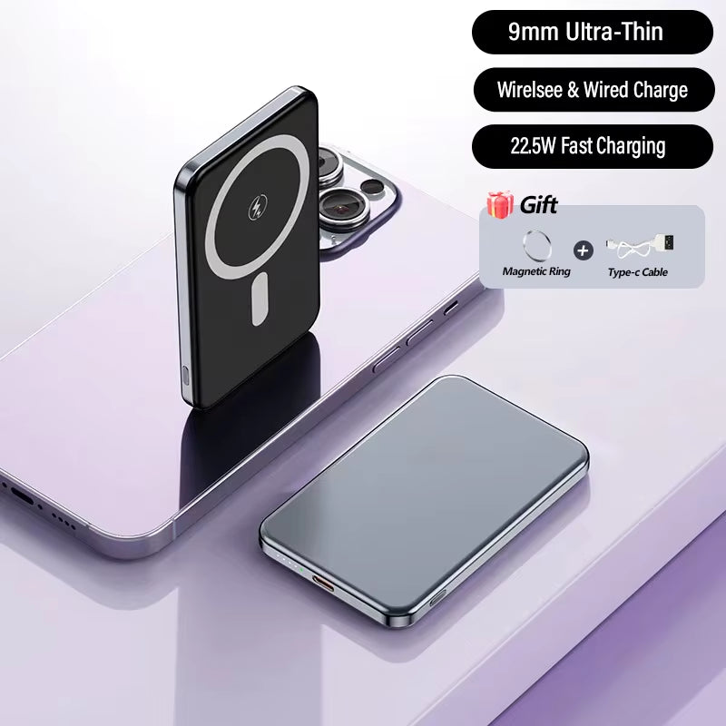 Magnetic 30000Mah Power Bank Wireless Portable Fast Charger Slim Metal Powerbank External Spare Battery for Iphone 15 14 Xiaomi