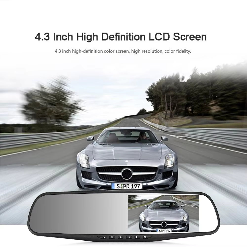 1080P Car DVR Dual Lens Car Camera 4.3 Inch Video Recorder Rearview Mirror with Rear View Full HD Dash Cam Auto Registrator