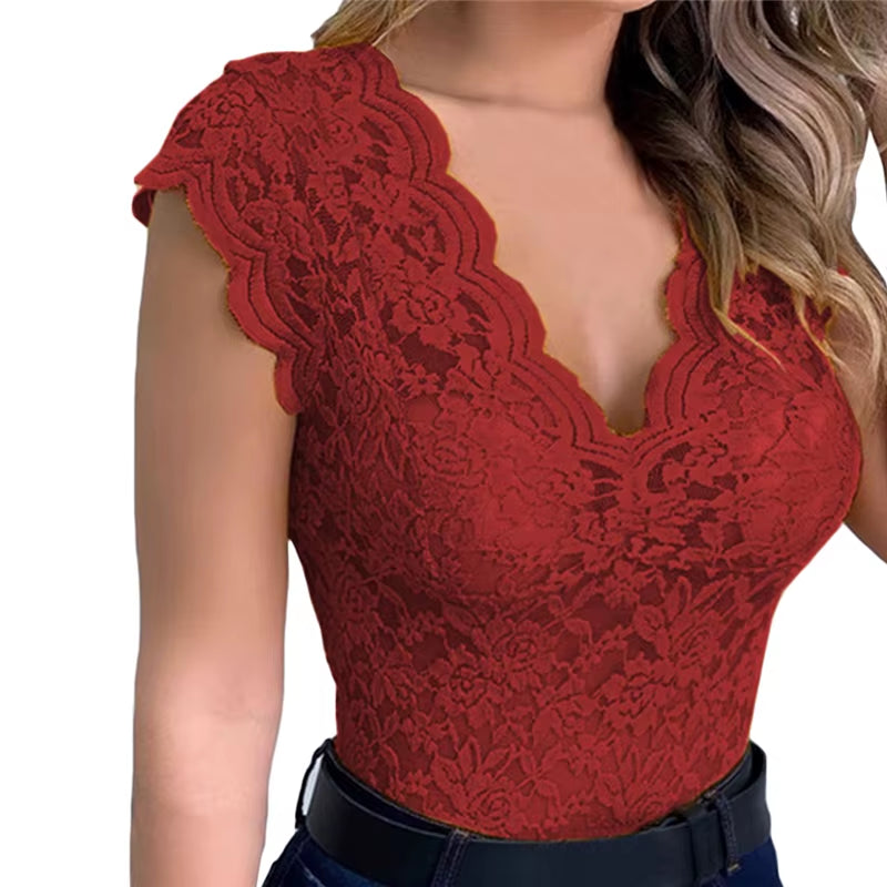 2024 Summer Sexy Lace Cami Crochet Vest Casual Solid Color Women Top Trend Lace Hollow Out Top for Ladies