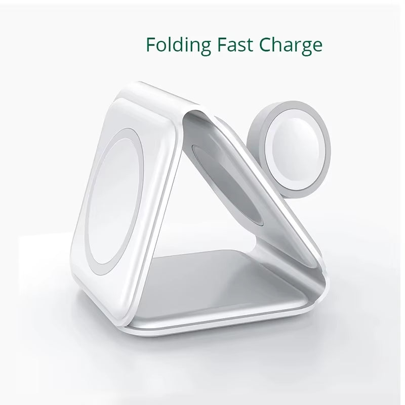 Fast 15W Foldable Magnetic Wireless Chargers for Iphone 13 11 12 Pro Max Portable 3 in 1 Wireless Charger for Iwatch 7 6 Airpods