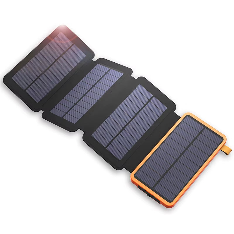 8000Mah Folding Solar Power Bank Solar Charger with Flashlight Dual USB Solar Panel Powerbank for Smart Phones