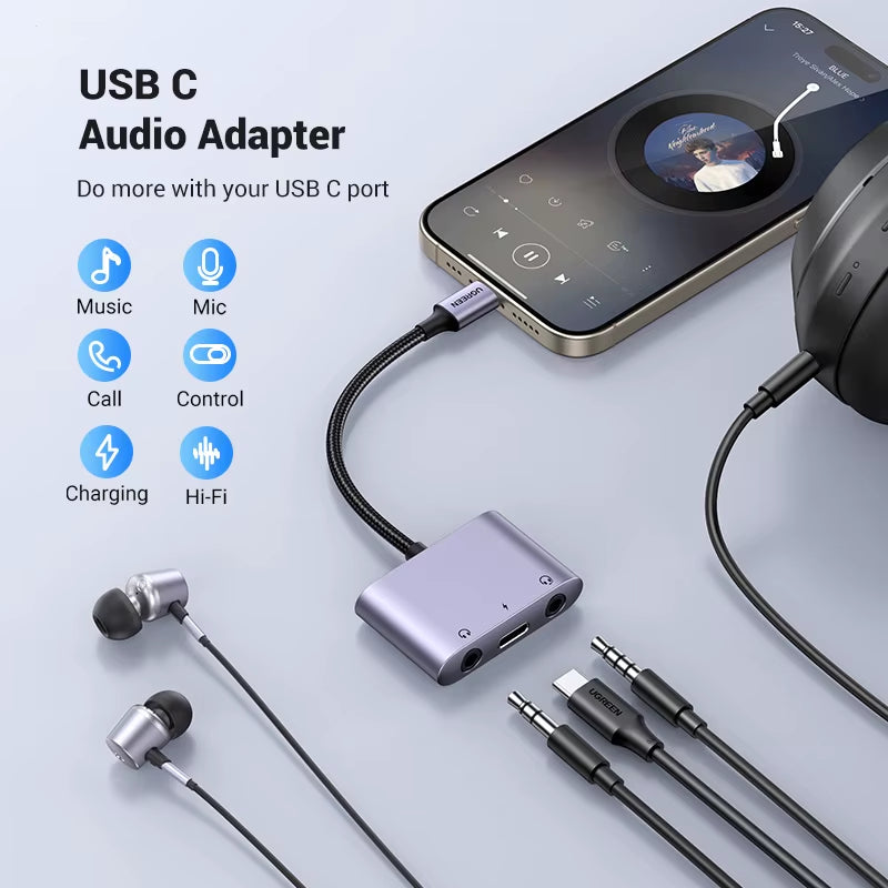 USB C to AUX Cable Adapter Type C 3.5Mm AUX Earphone Converter DAC Chip PD QC Charging for Huawei Ipad Pro Samsung Pixel