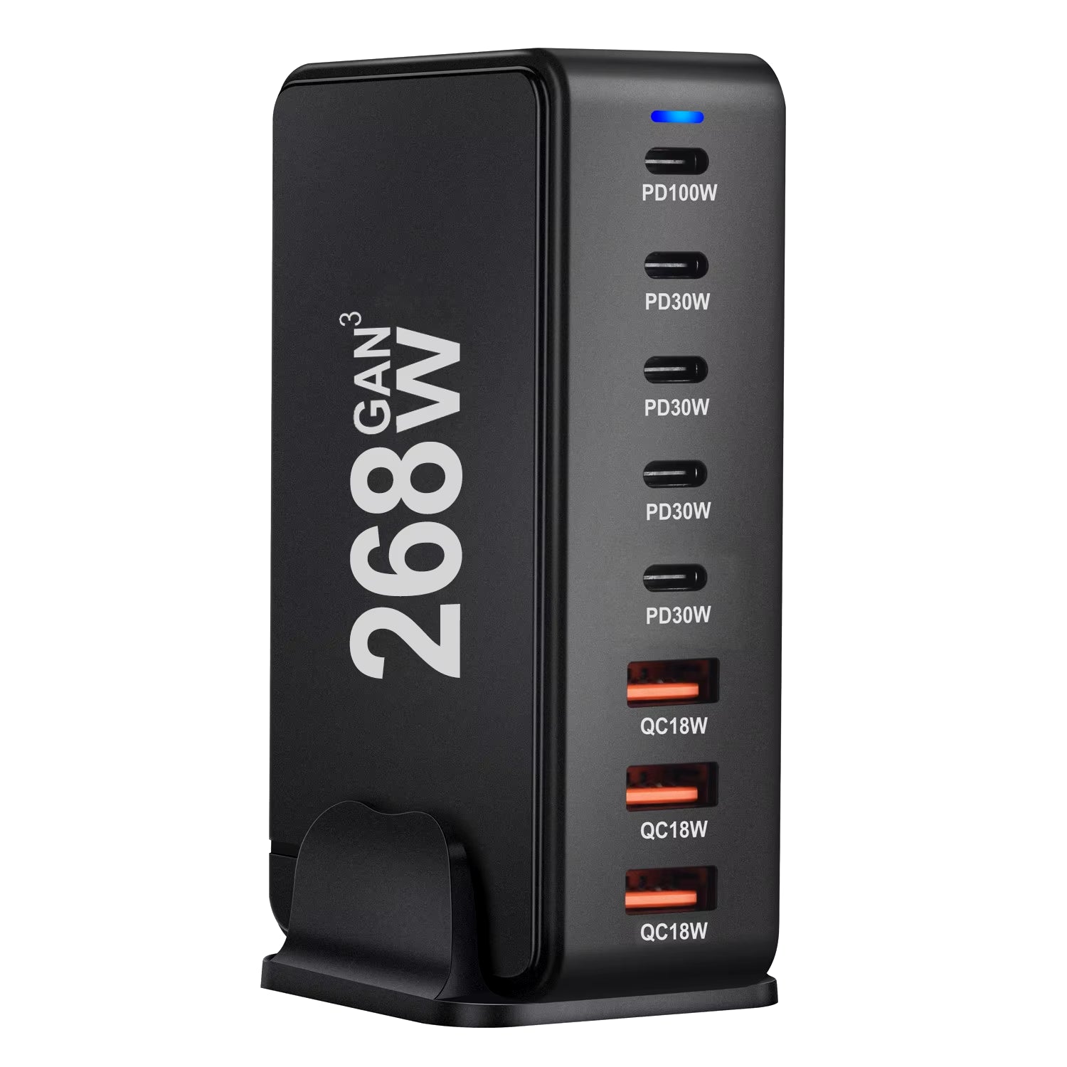 268W Desktop Gan Charger 8-Port USB Type C PD Charger Fast Charge 3.0 USB Type C Fast Charger Mobile USB Charger