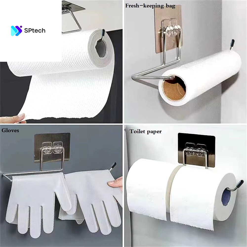 2PCS Kitchen Paper Towel Holder Adhesive Toilet Paper Rack Towel Hanger Tissue Dispenser Roll Napkin Cabinet Storage Accessories