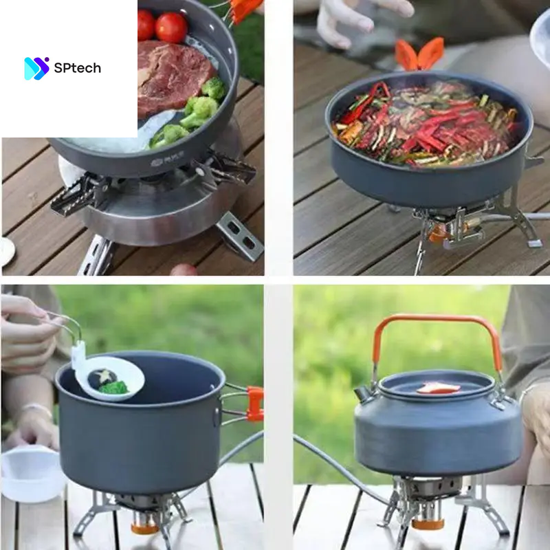 Portable Camping Cookware Set Outdoor Pot Tableware Kit Cooking Water Kettle Pan Travel Cutlery Utensils Hiking Picnic Equipment