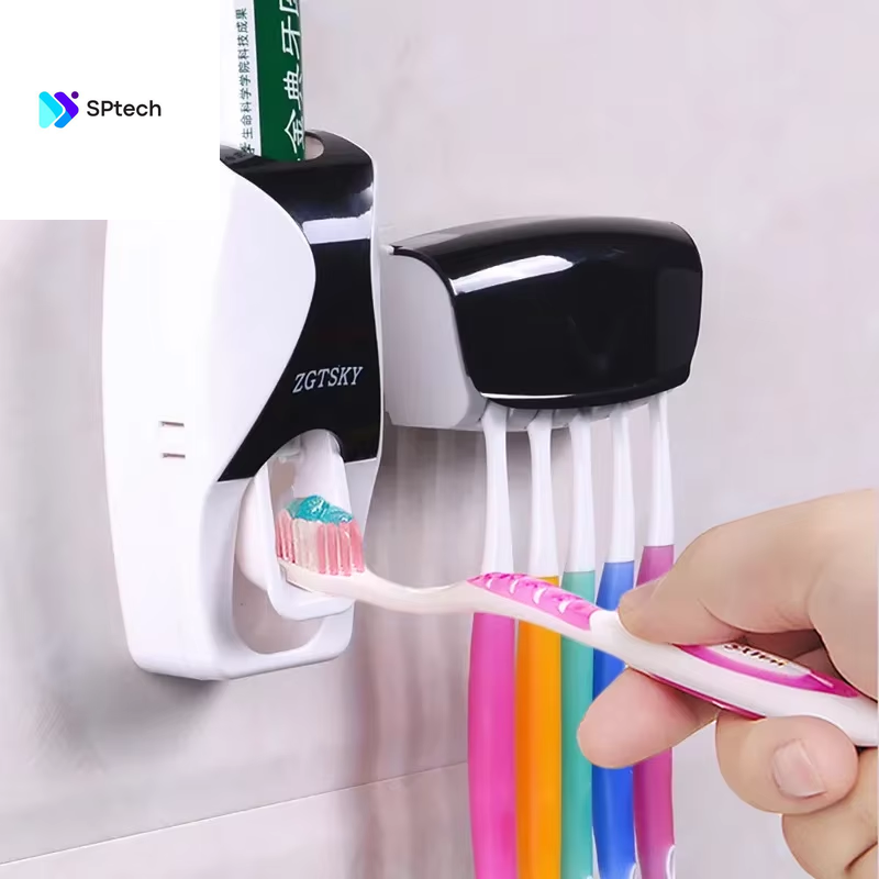 Bathroom Accessories Automatic Toothpaste Dispenser Dust-Proof Toothbrush Holder Wall Mount Stand Toothpaste Squeezers Tooth