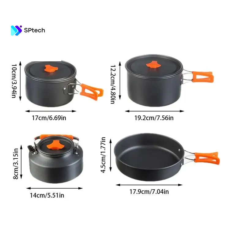 Portable Camping Cookware Set Outdoor Pot Tableware Kit Cooking Water Kettle Pan Travel Cutlery Utensils Hiking Picnic Equipment