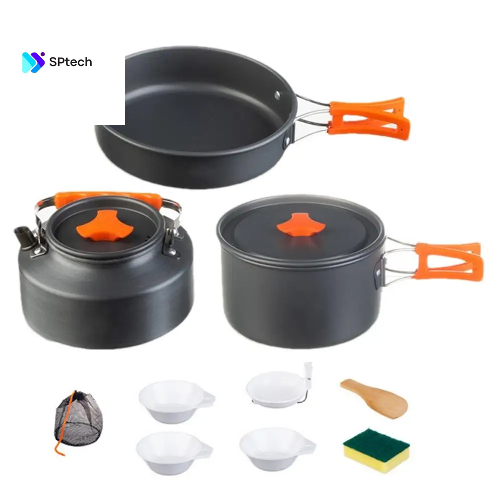 Portable Camping Cookware Set Outdoor Pot Tableware Kit Cooking Water Kettle Pan Travel Cutlery Utensils Hiking Picnic Equipment